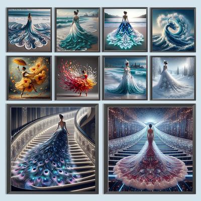 5D DIY Full Round Drill Diamond Painting Girl Kit Home Decor Art Wall Craft