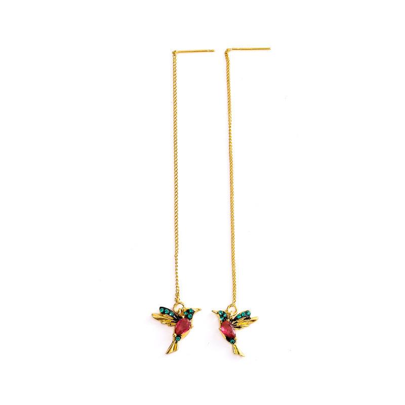 Accessories Red Mixed Zirconium Wings Bird Earrings Exquisite Light Luxury Freesia Elements