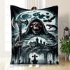 Gothic Grim Reaper Wall Art Print PosterBlanket Flannel Throw Blanket for Sofa, Bed, Travel, Camping, Office