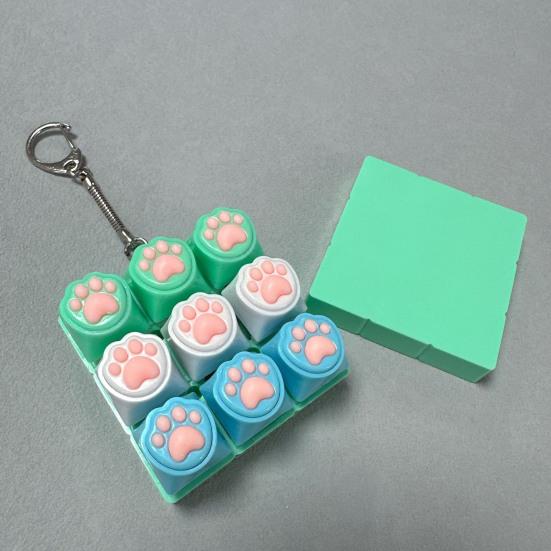 Yousheng 9-Keys Fidget Keyboard Toy Stress Anxiety Relief Cat Paw Keyboard Finger Clicker Keychain Portable Decompression Button Sensory Toy