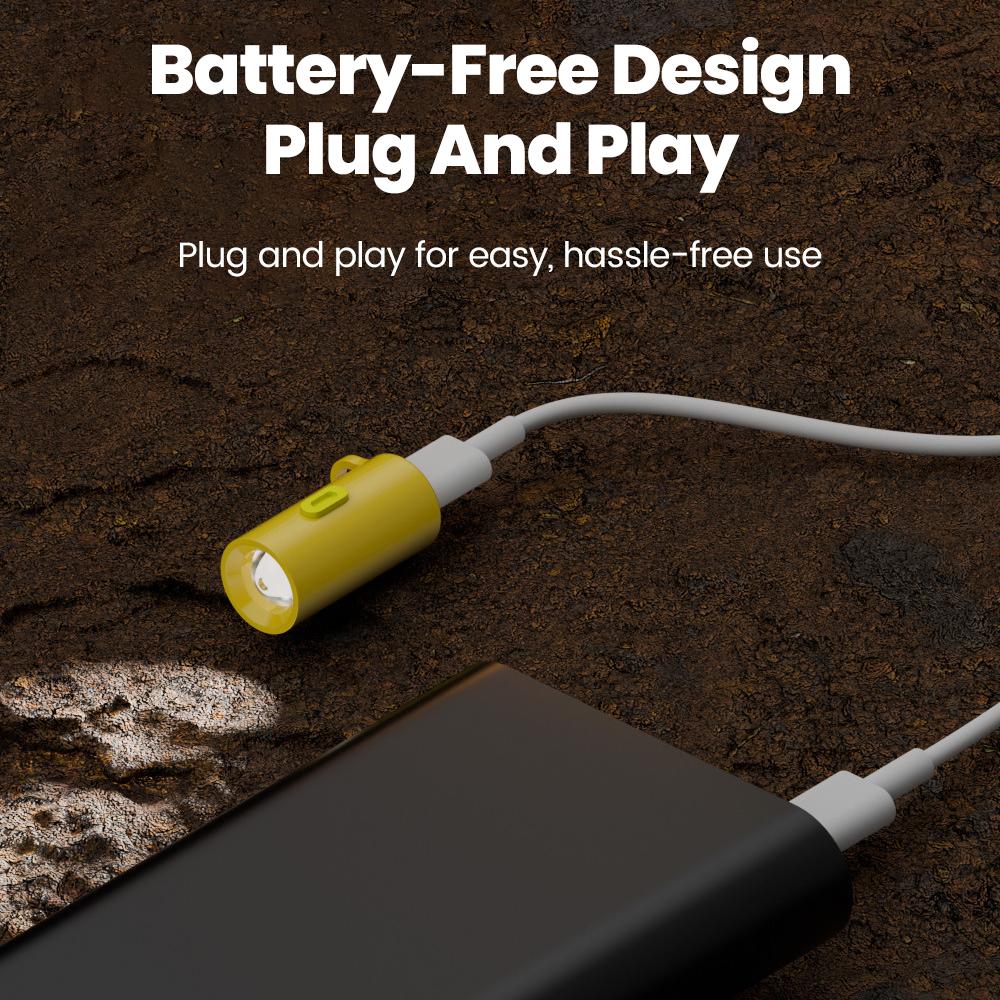 Mini Flashlight Type-C Mobile Strong Light LED Portable Light Home Outdoor Emergency Light Camping Lamp Switch ABS Flashlight