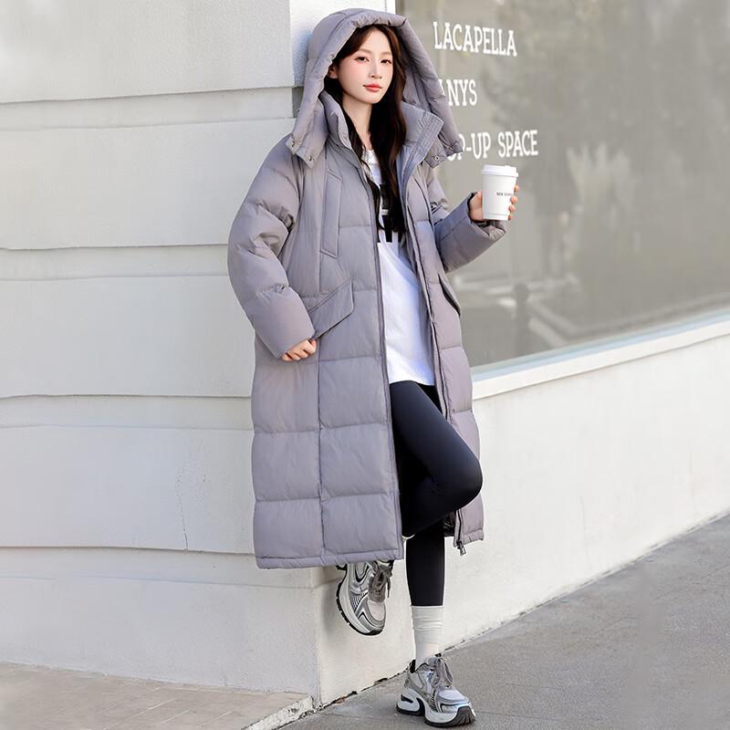 ROMON Women's Mid-Length Hooded Duck Down Jacket