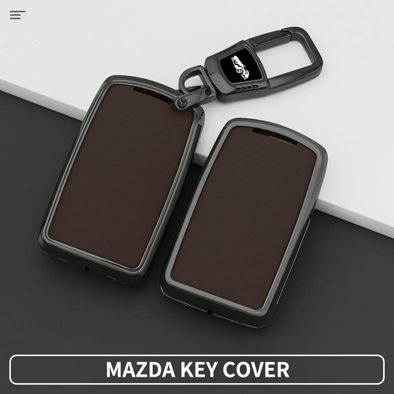 New Zinc Alloy Leather Car Key Case Cover Holder Protector Shell For Mazda 3 Axela Bp Cx-30 Dm G20 Mx-5 Mx30 X5 X9 Cx60 Cx90