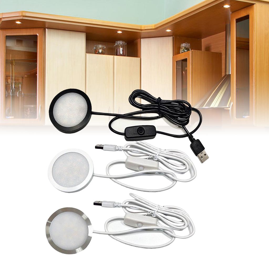 USB Powered 5V3W LED Desk Lamp Round Base LED Under Cabinet Puck Light For Office And Bedroom Use
