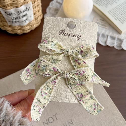 2pcs Beige Floral Bow Hairpin Children s Elastic Hair Band Baby Hair Rope Tie Ponytail Holder Rubber Band Barrettes Kids Hairpin