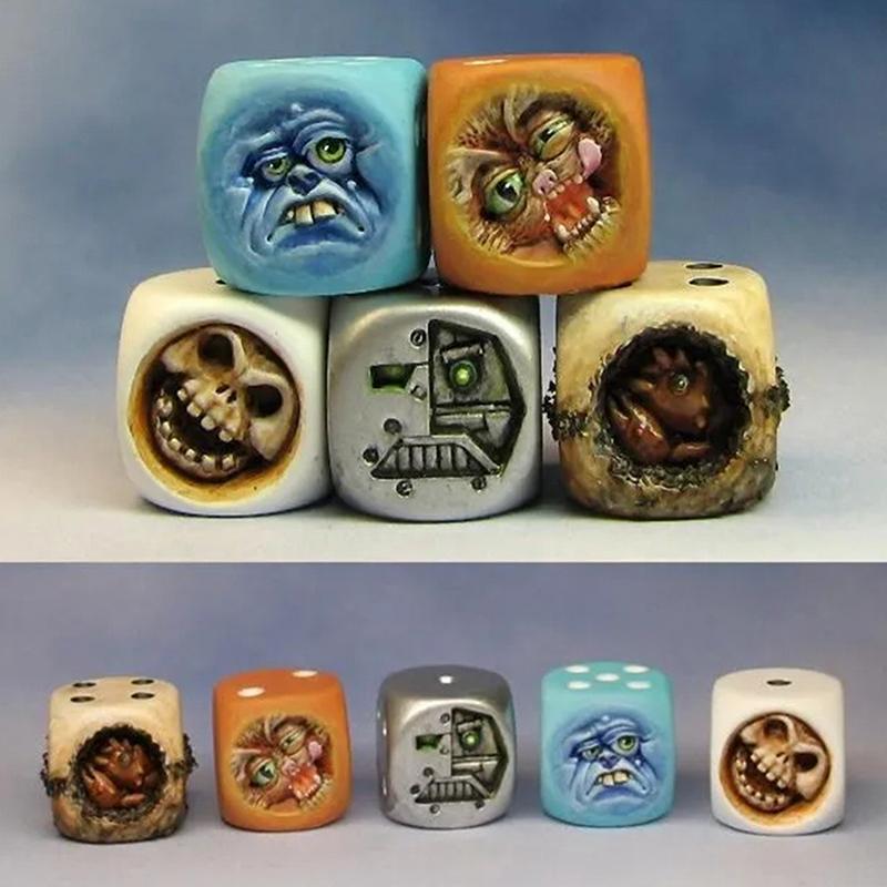 Monster Dice Funy Monster Face Resin Dice Set Halloween Tabletop Game Dice Set Props Weird Monster Dice Set For Table Games Role
