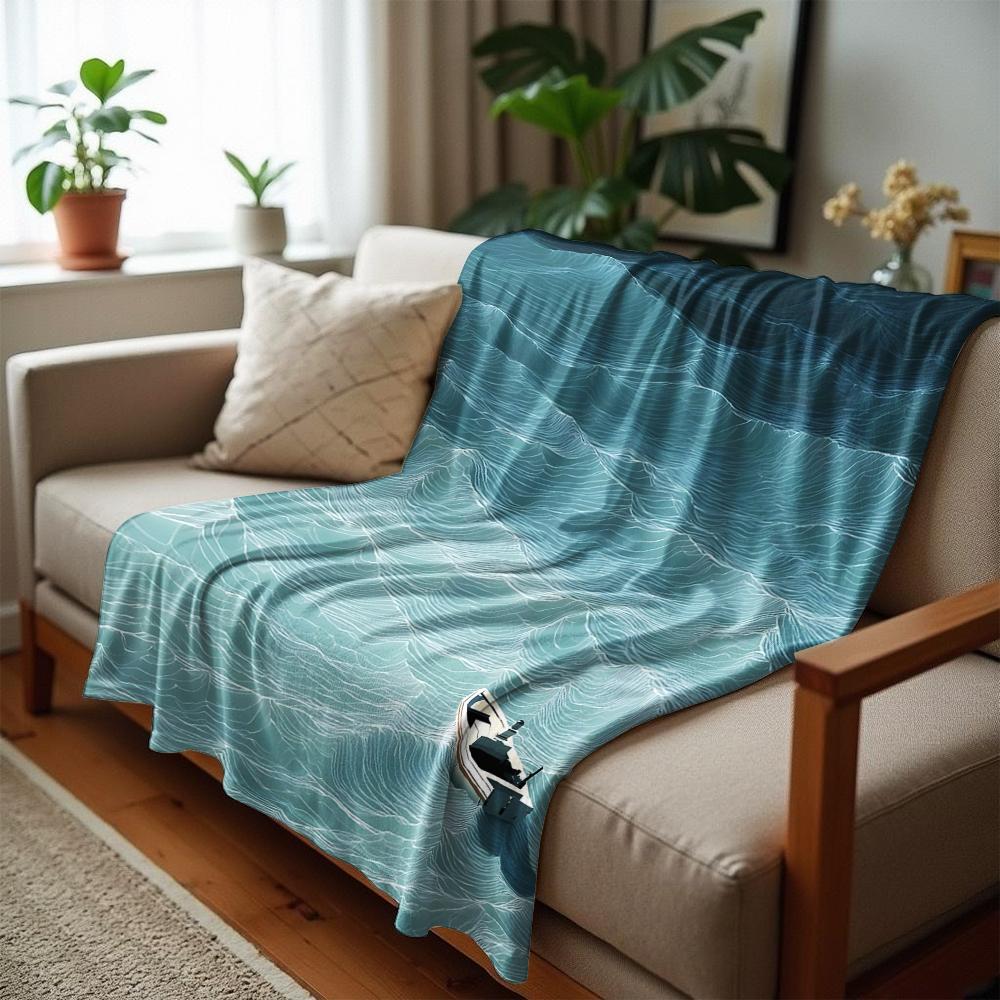 Linear Ocean Anime Cartoon Flannel Blanket Soft Warm Throw for Bedroom Sofa Car Kids Holiday Gift