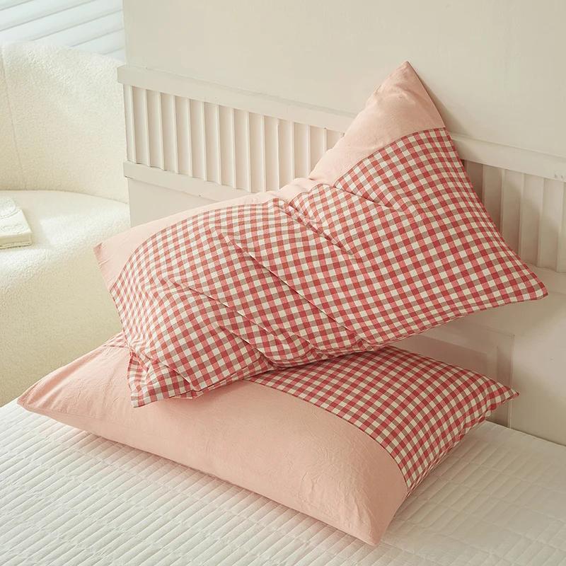 Home Pillowcase Cotton Pillow Cover Plaid Pillowslip Pillow Case Rectangle Pillowslip Pillow Case Bedroom Sofa Cushion Cover