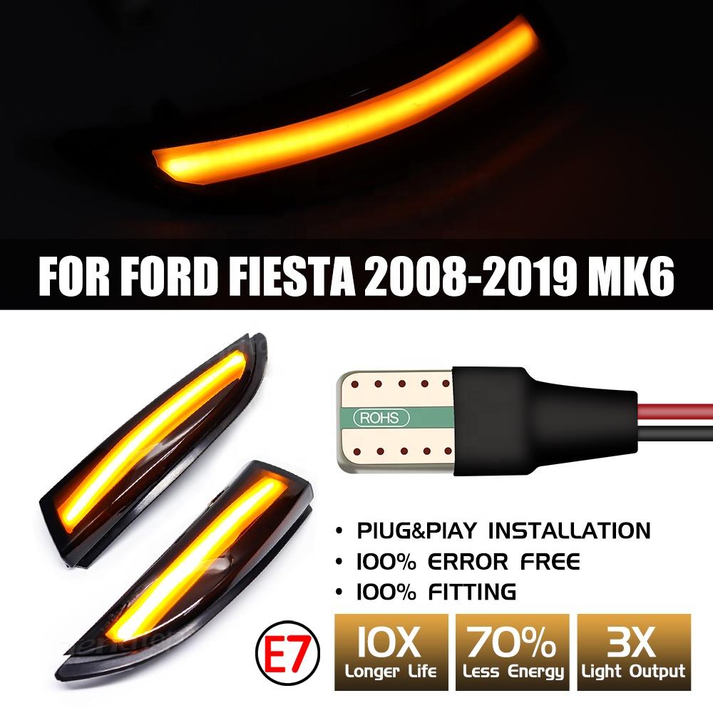 Top Quality Flowing Dynamic Side Turn Signal Lights for Ford Fiesta Mk7 MK6 B-Max 2PCS LED Yellow Mirror Blinker Sequential Lamp