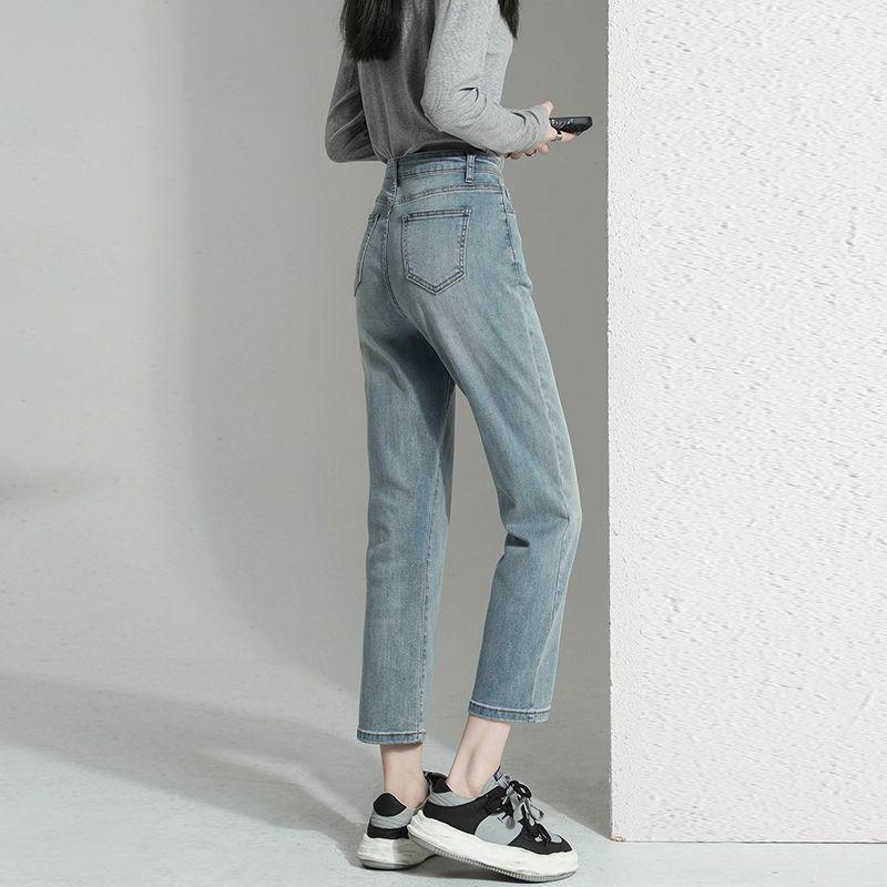 Autumn 2025 Women's High Waist Straight Leg Jeans: Slimming Petite Plus Size Cropped Cigarette Pants