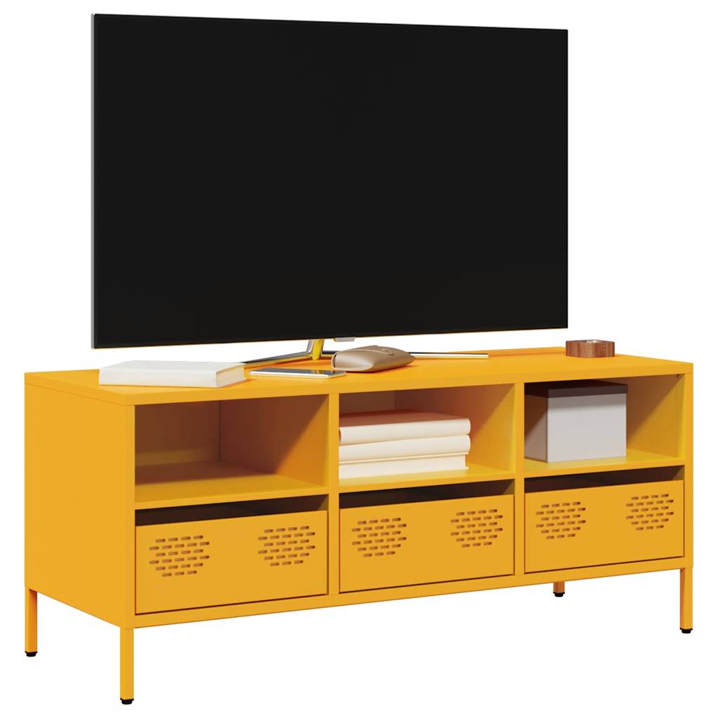 Vidaxl Szafka Rtv, Żółta, 101,5X39X43,5 Cm, Stal Walcowana Na Zimno