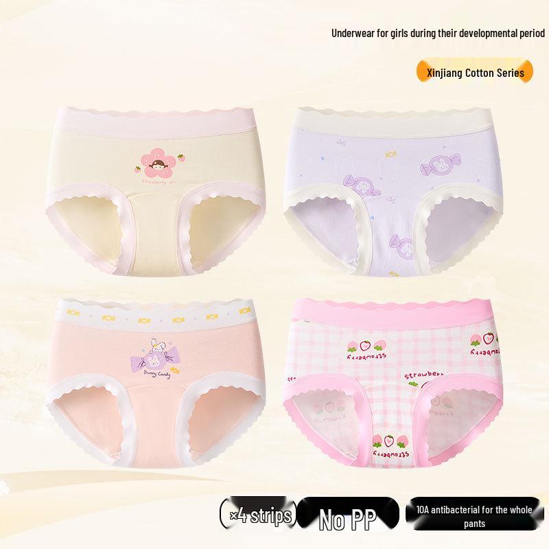 Girls' Pure Cotton Antibacterial Triangle Briefs - No Pinch Comfort for Babies & Older Children (Autumn/Winter)