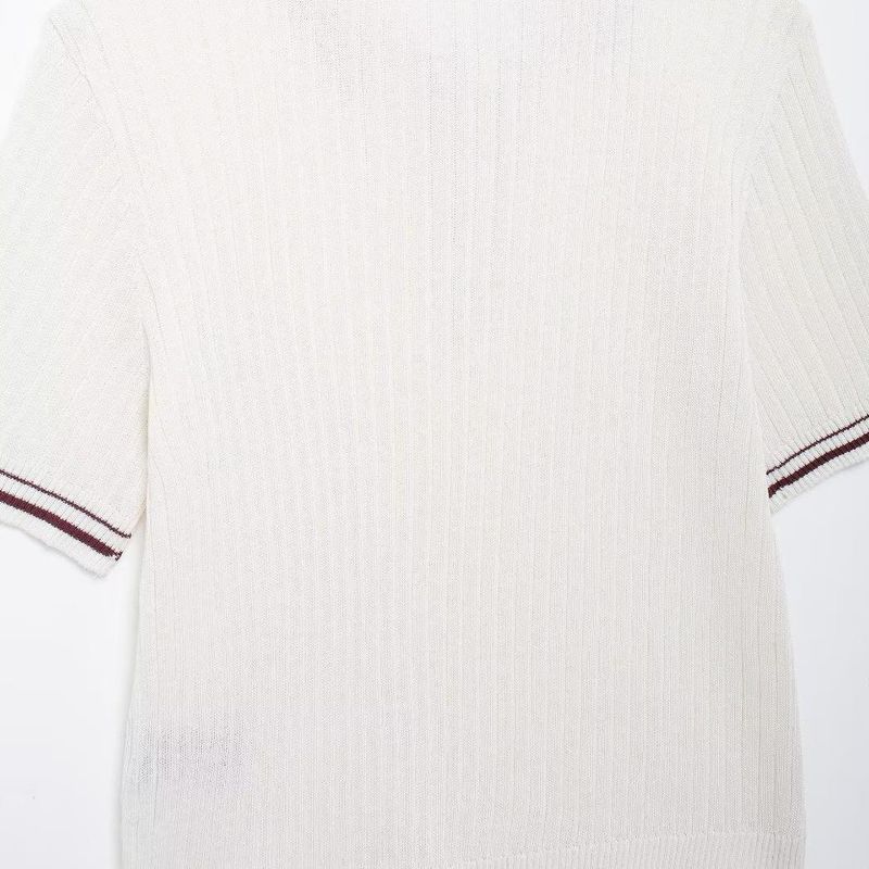 Kaslead New Arrival Women's Clothing Fashion Style Fashion Rib Eight-Strand Short Sleeve Polo 5644851