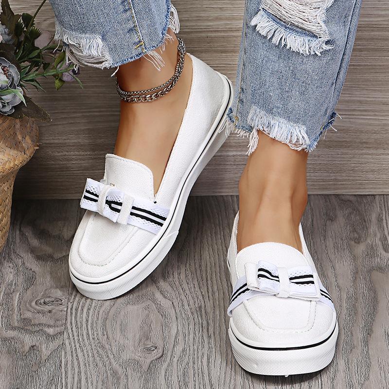 Large Size Single Shoes Women's Summer 2021 New Round Bow Bow Thick-soled Women's Shoes