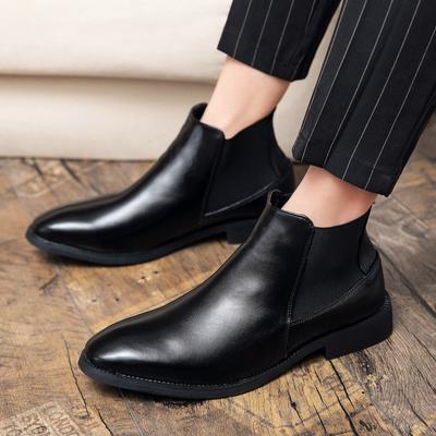Męskie motocyklowe botki Chelsea casualowe brązowe skórzane demi-sezonowe punkowe krótkie botki do kostki buty w stylu ulicznym plus size