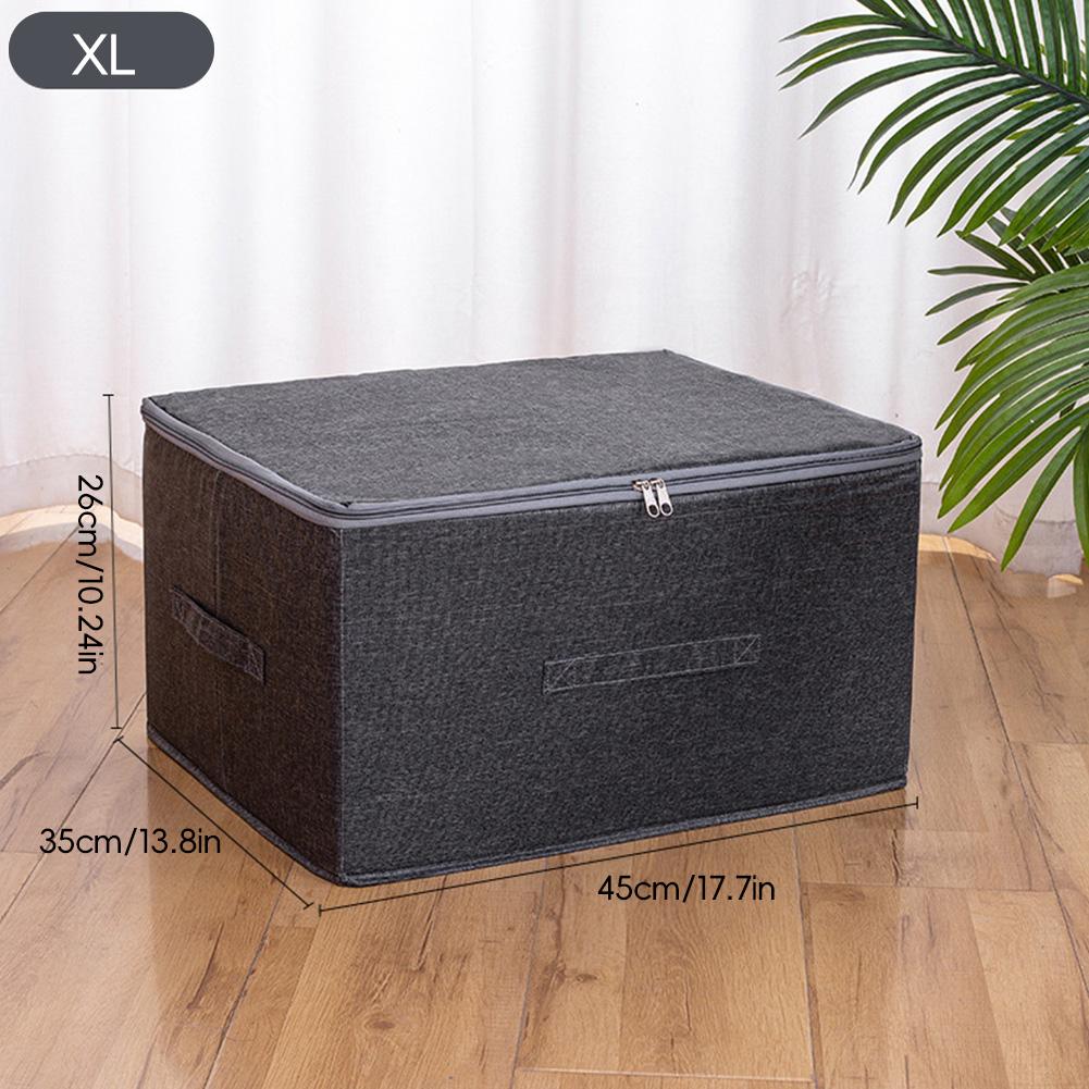 

Ящик для хранения из ткани Оксфорд с застежкой-молнией, пригодный для стирки, для хранения сезонной одежды и одеял, нижнего белья, для домашнего хранения, органайзер для гардероба XL【45*35*26】