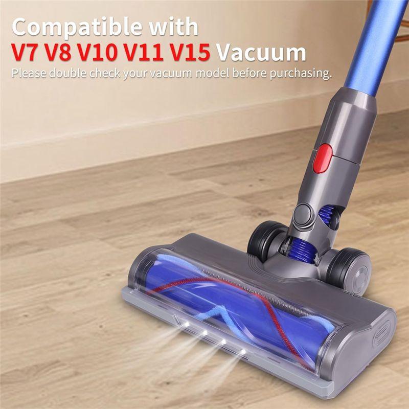 ABWR-For Dyson V7 V8 V10 V11 V15 Vacuum Hard Floor Attachment With LED Light V Shape Turbo Bristle Roller Brush Cleaner Head