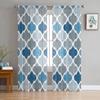 Golden Yellow Blue Geometric Moroccan Retro Transparent Curtains Perfect for Living Room Decoration Window Panel Curtain Kitchen Tulle Sheer Fabric