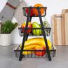 3-Tier Black Metal Fruit Basket 28x17.5x34.5cm