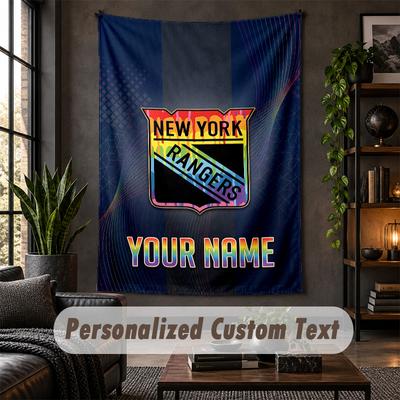 Personalized Wall Tapestry,New York Rangers Custom Text, Soft Fabric Wall Art For Indoor Decoration