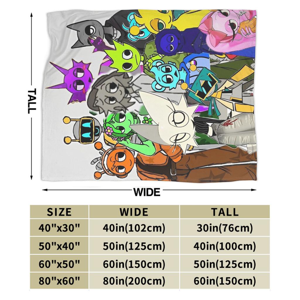 Coperta Gioco Cartone Animato Sprunki Incredibox Coperta Plaid in Flanella Decorazione Estiva per Condizionatore Morbida Calda Copriletto