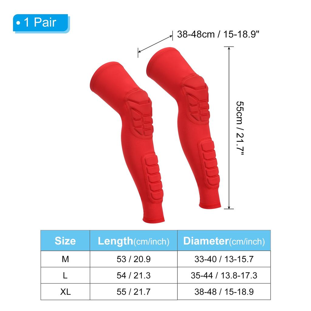 PATIKIL XL Knee Calf Knee Brace Compression Leg Protective Calf and Shin Guards for Youth and and Red Pads, 2-Pack, Pads, Sleeves, Adults, Football,