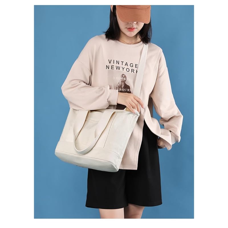 [JIANDO] tote bag canvas large capacity A4 compatible With shoulder strap shoulder bag camber Tote bag with compartments canvas unisex Popularity