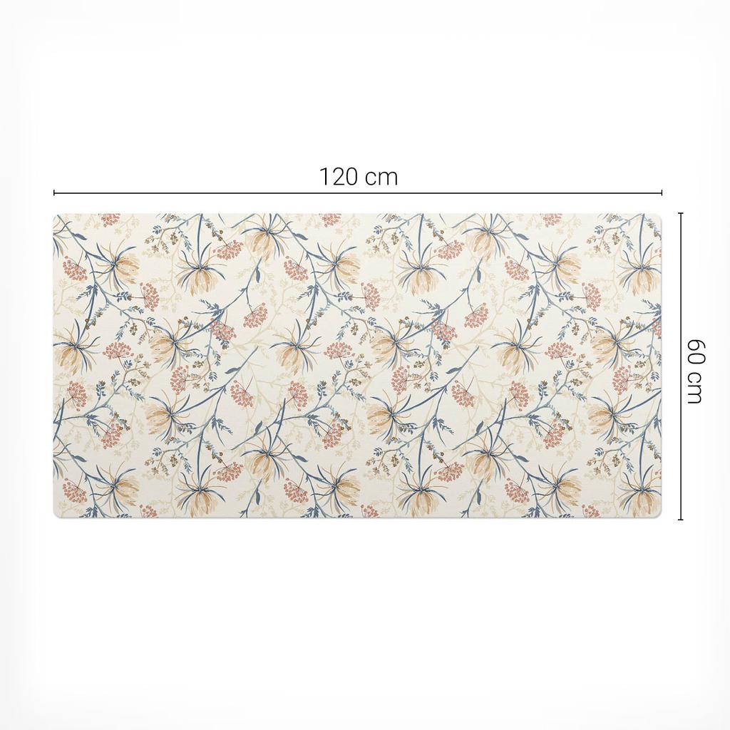Desk Mat With Graphics For Home And Office Floral Vintage Pattern 120X60 Cm