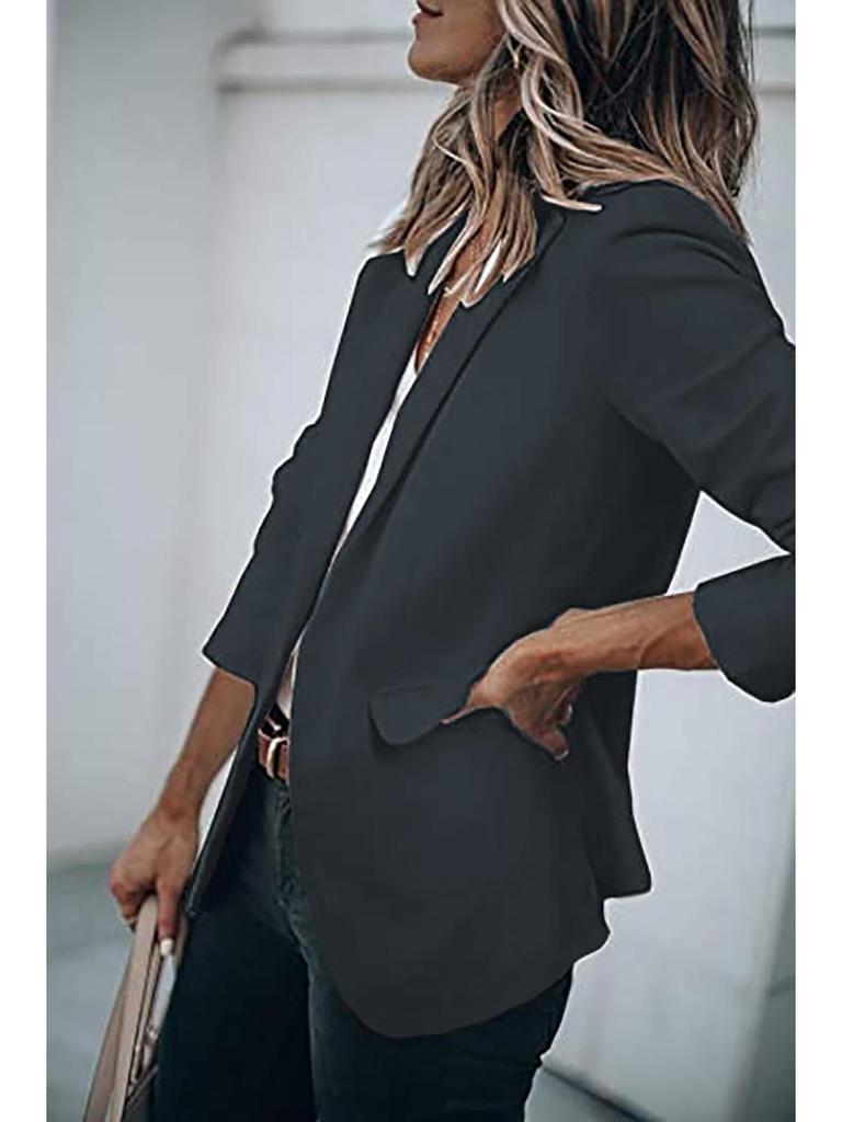 2025 Autumn Women's Long Sleeve Solid Color Suit Collar Single-Breasted Coat