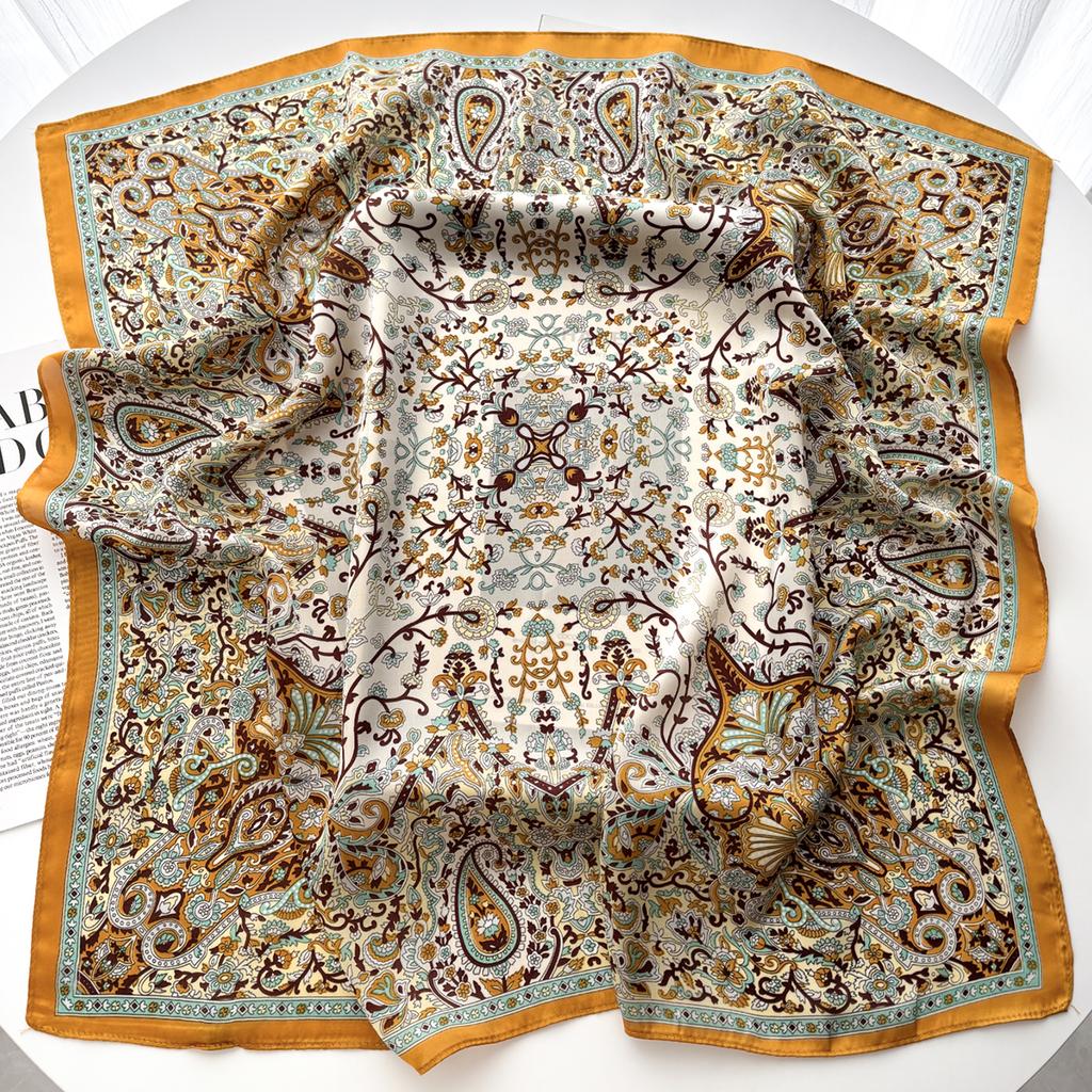 Silk Shawl Square Scarf For Women Print Headband Foulard Satin Hijab Hair Bands Neckerchief Female Head Wraps Bandana