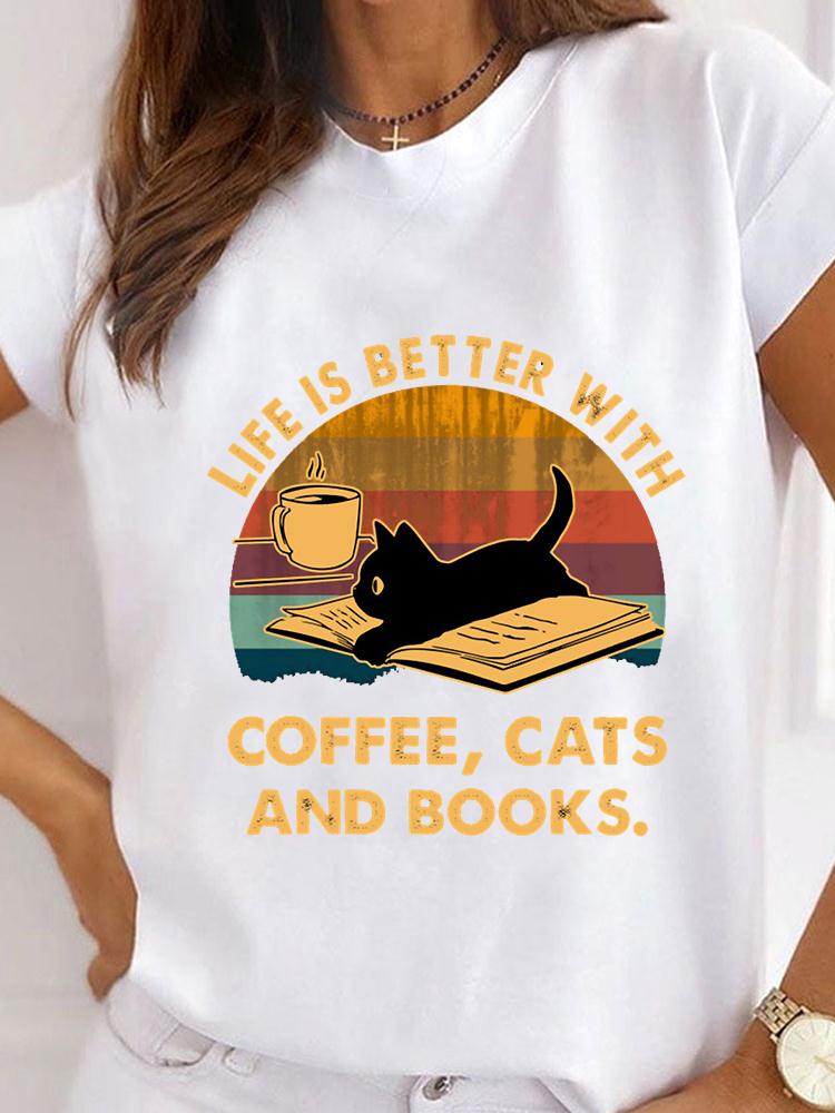 Fashion Short Sleeve Ladies 3D Print Women's T-shirts Cat Graphic Animal Pet Love Style Clothes Summer Female T-shirts