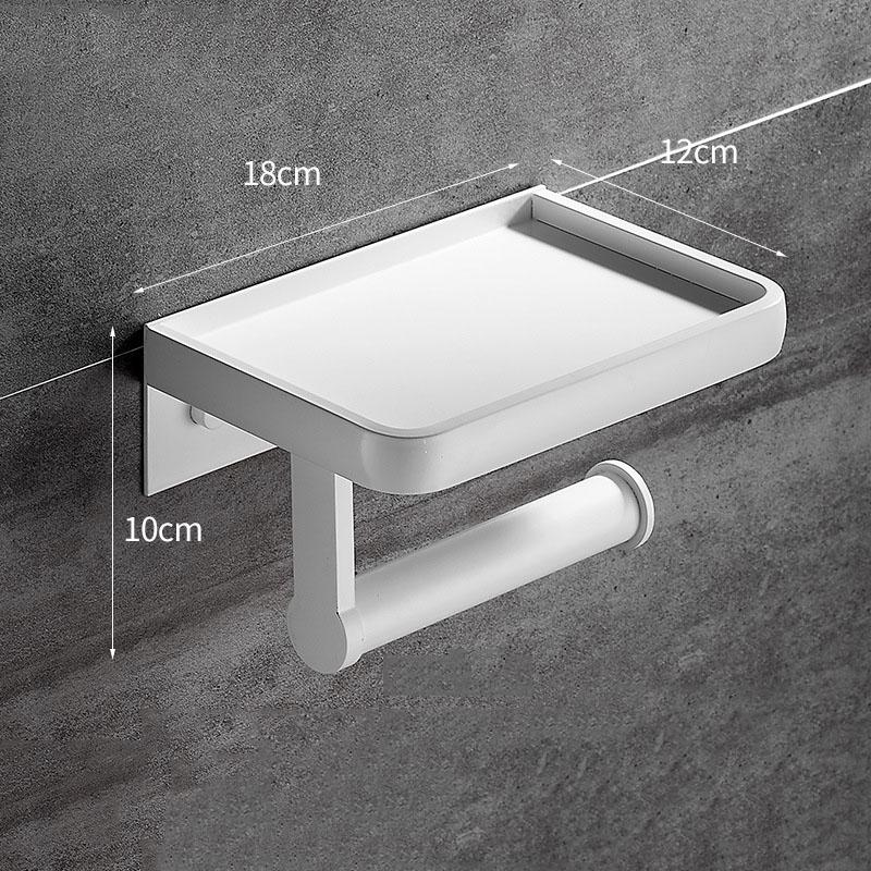 Black/White Aluminum Bathroom Paper Towel Holder Black Gold Toilet Roll Holder Mobile Phone Holder Toilet Paper Storage Rack