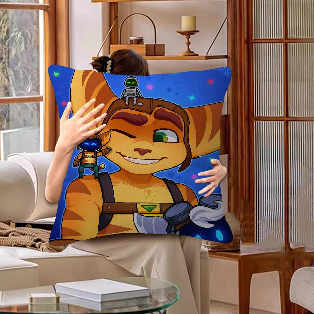 Cartoon R-Ratchet N C-Clank Maple Design Cushion Cover Happy Autumn Harvest Decor Holiday Decorati Pillow Cover