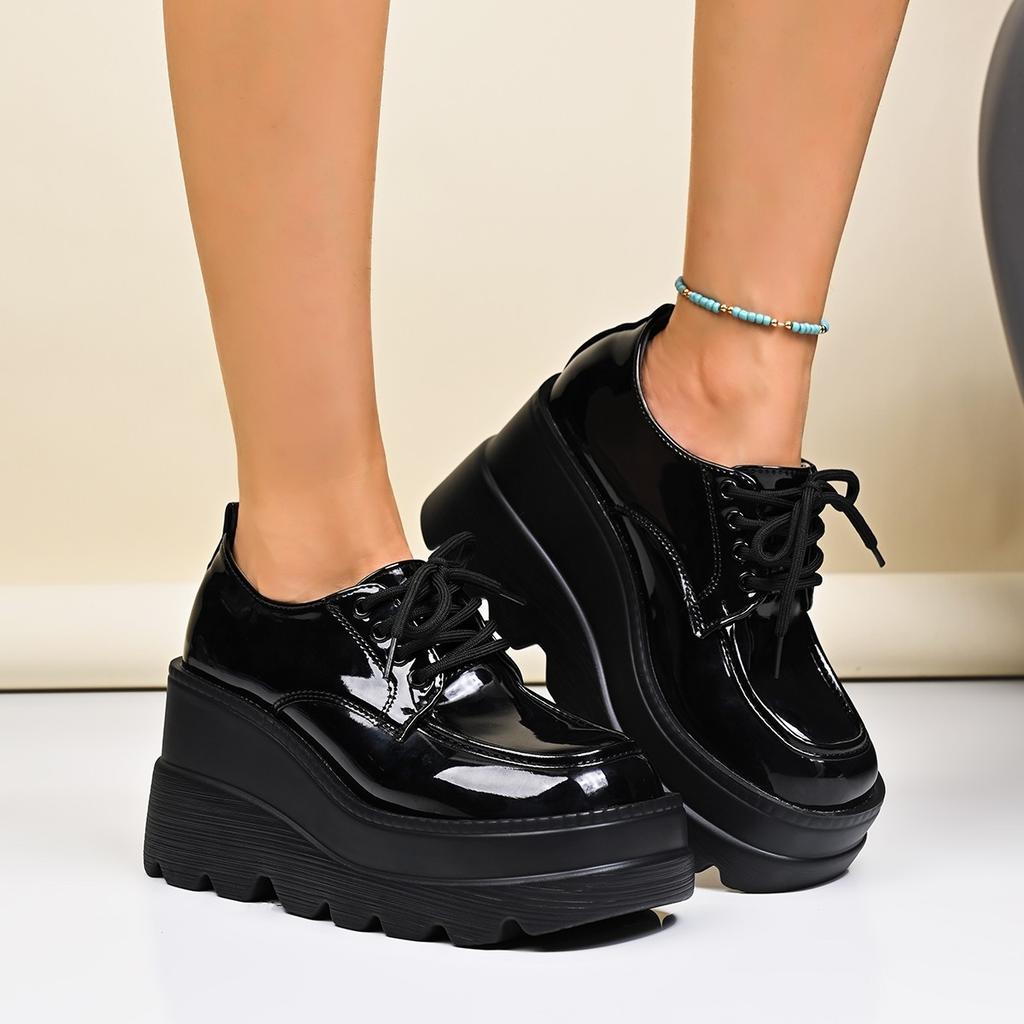 Heightening Shoes, Women's Platform Plus Size Shoes, Fat Feet, Versatile Boots for Autumn and Winter, Women's Fashion Muffin-sole Martin Boots