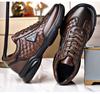 Spring Shoes for Men Genuine Leather Casual Shoes Sport Style Flat Skate Shoes Fashion Comfortable Knit Sneakers