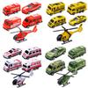 5 Stück Cartoon Mini Kunststoff Militärtechnik Skid Row Auto Spielzeug Krankenwagen/Feuerwehrauto/Technik/Militärfahrzeug Serie