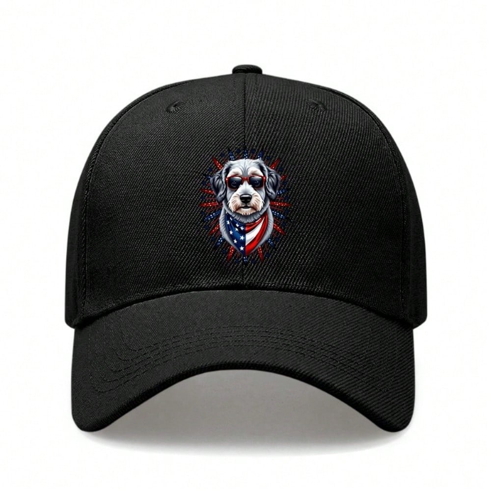 [Patriotic Baseball Cap] 2026  Unisex Dog With USA Flag Print Polyester Adjustable Breathable Sun Protection Casual Outdoor Sports Baseball Hat