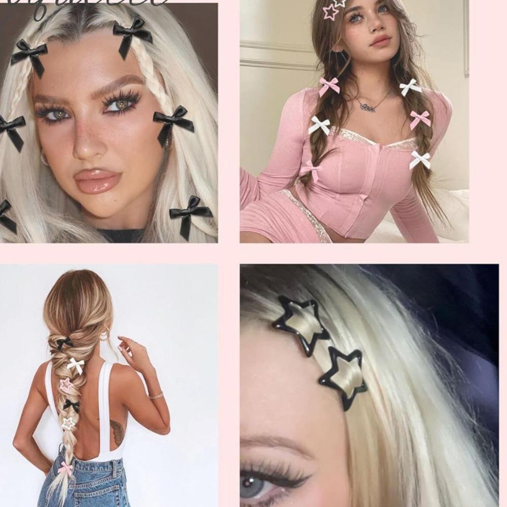 8pc European and American Mini Bow Star Hair Clips Hairpin Headband Party Wedding Hair Accessories Ornament for Women Girls
