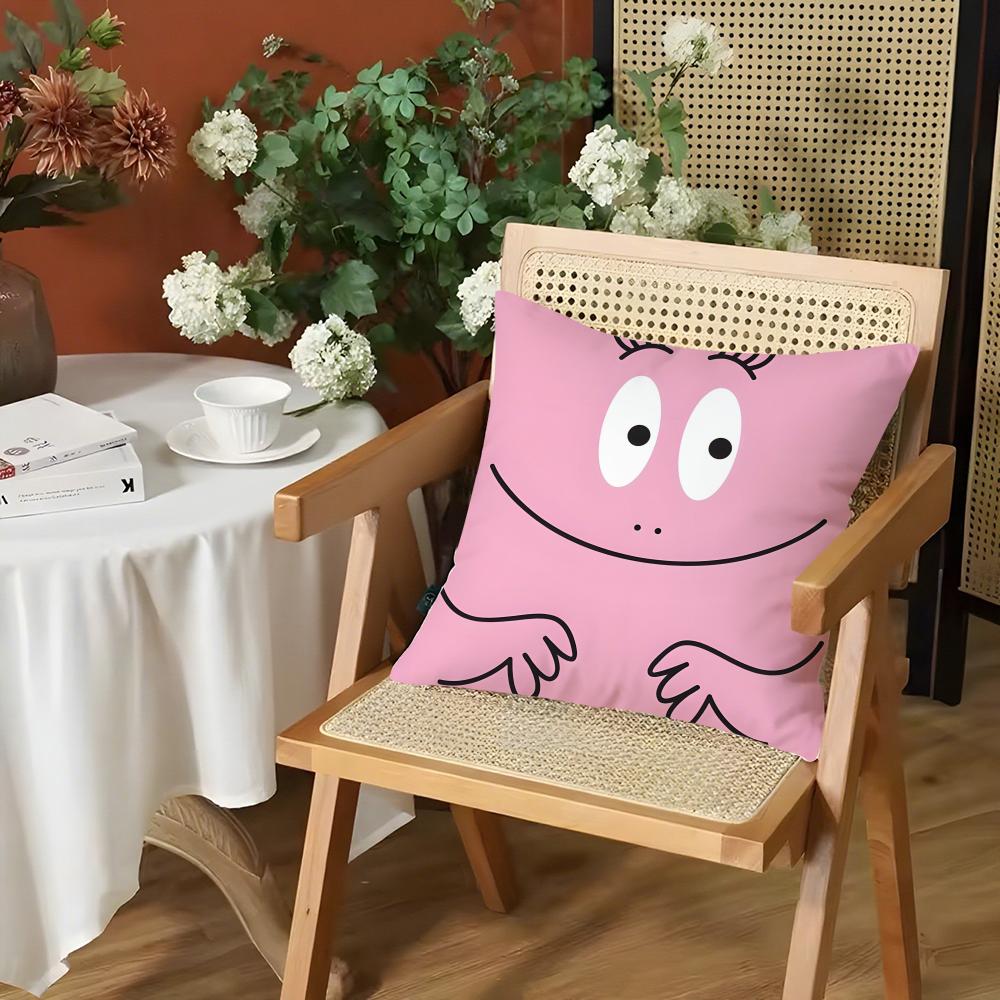 

Cartoon BBarbapapa Cushion Cover Silky Short Plush Invisible Zipper Dustproof Sofa Pillow Case for Home Decor 30x30cm