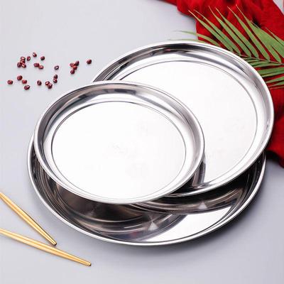 Large Thickened Stainless Steel Round Tray for Hotels and Home