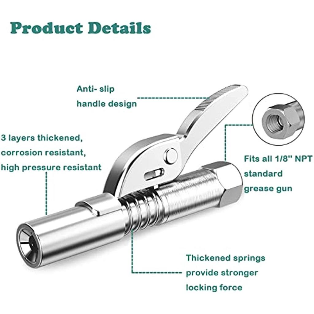 Spojka mazací pistole Rychlé zablokování a uvolnění Mazací pistole Univerzální olejová plnička 12000 PSI Spojka vysokotlaké mazací pistole 1/8" NPT Armatura mazací pistole