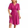 2024 Spring/Summer Women's V-Neck Waist-Cinching Flared Sleeve Dress