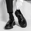 Men's Plus Size Thick-Sole Leather Loafers, 2025 Spring/Autumn, Black Round-Toe, Height-Enhancing