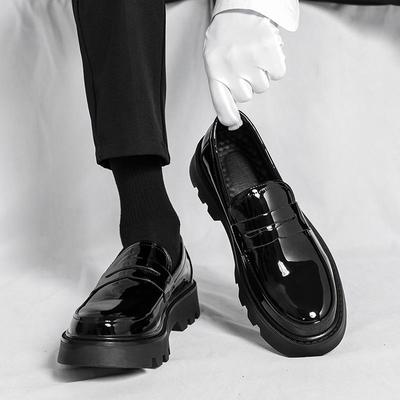 Herren Loafer mit dicker Sohle, Übergröße - Trend Frühling/Herbst 2025, Schwarz, Runde Spitze, Absatzsteigernd
