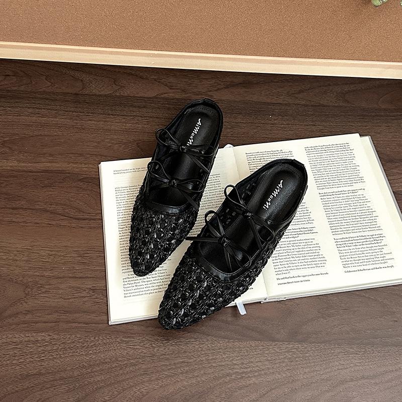 Fashion Summer Hollow Out Women Mules Slippers Elegant Butterfly-knot Slides Ladies Outdoor Street Style Sandalias