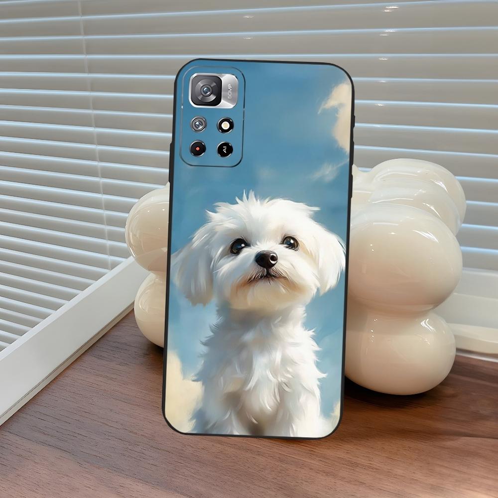 Cartoon Maltese Dog Phone Case for Xiaomi Poco M4 F7 M7 M6 M5 F6 F5 X7 X6 X5 C71 C75 C61 C65 Pro Plus Ultra Cover