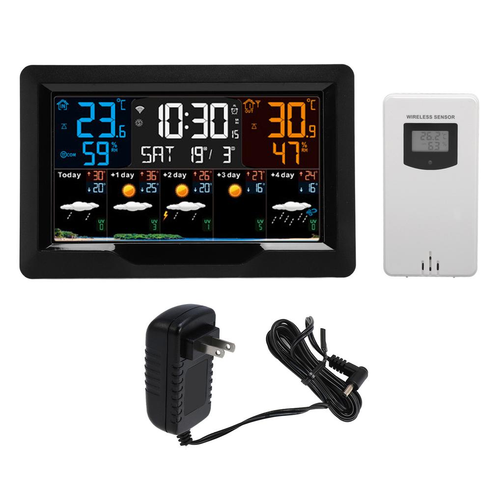 Horloge météo intelligente, horloge météo numérique sans fil WiFi pour la température, l'humidité et la pression barométrique