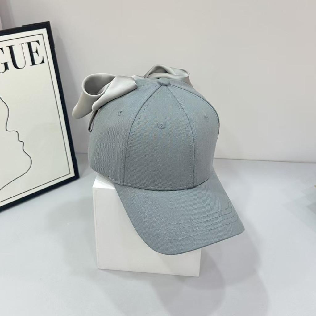 Spring Summer Cotton Baseball Cap With Large Bowknot And Wide Brim Sunshade For Women