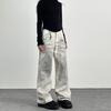 Unisex Retro Distressed Punk Jeans - Autumn/Winter Whiskered Ripped Long Pants