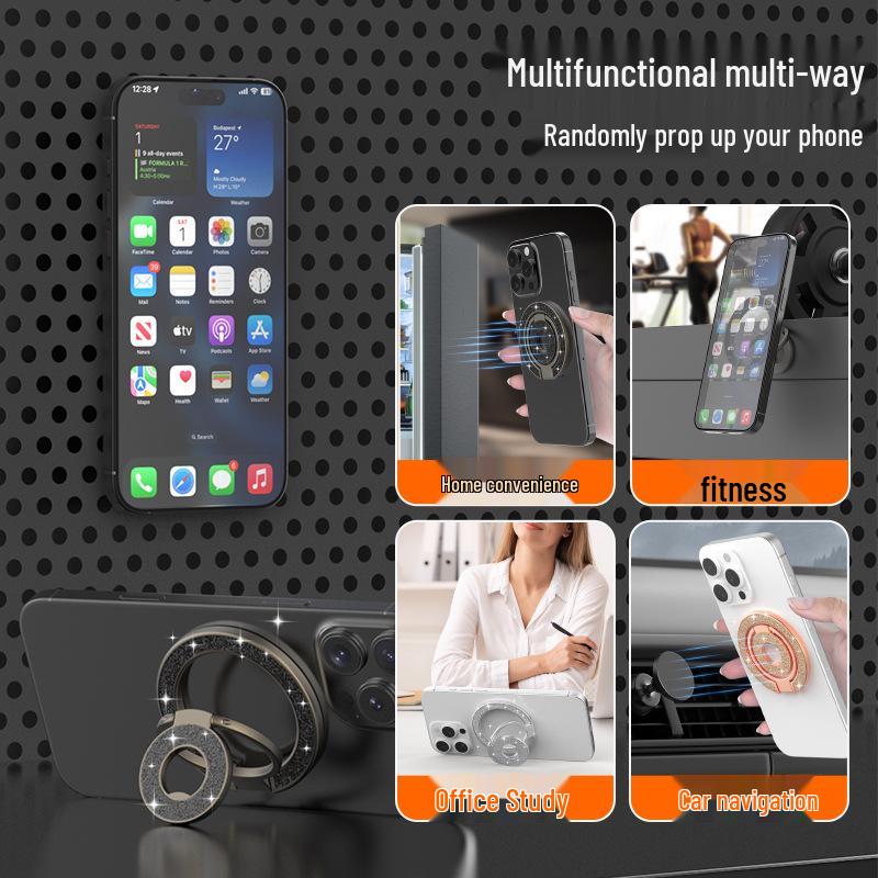 Support de téléphone magnétique double face à paillettes, support de bureau rotatif à 360°